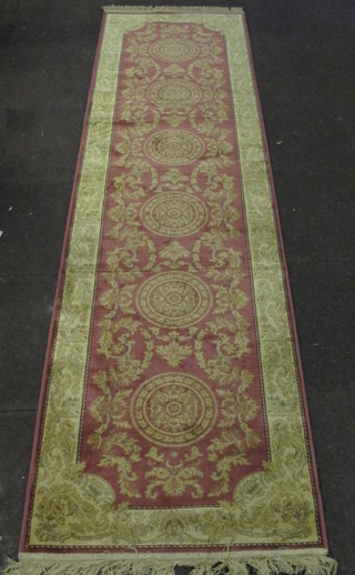 An Aubusson style Belgian cotton runner 109" x 29 1/2"