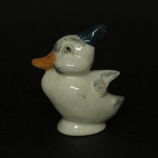 An Art Deco Shorter pottery pepper pot in the form of a seated duck 4"