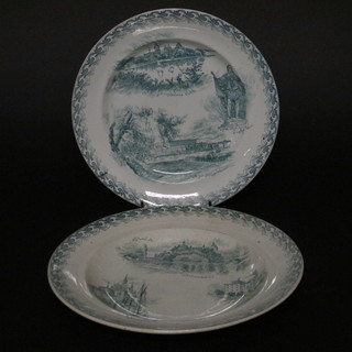 A pair of Swedish plates by Gustafs-berg decorated scenes of Stockholm 9 1/2"