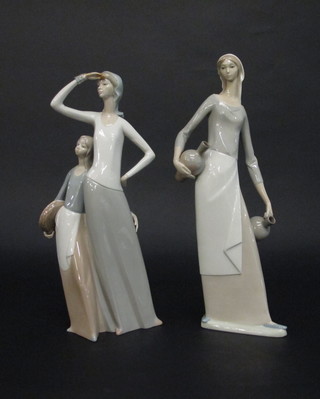 2 Nao figures of standing ladies, 1 f, 14"