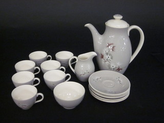 A 17 piece Royal Doulton Forest Pine pattern coffee service comprising coffee pot, sugar bowl, cream jug, 7 cups and 7  saucers