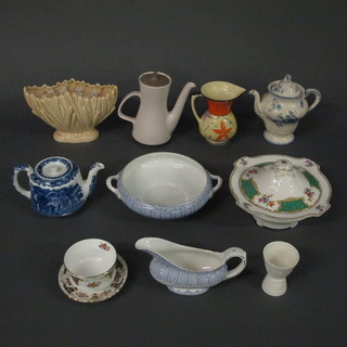 A part Poole Pottery coffee service, a blue and white tea service, a Royal Stafford Balmoral pattern tea service, a blue and white  dinner service and other decorative ceramics