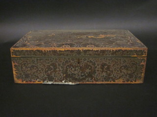 A rectangular boulle style box with hinged lid 17"