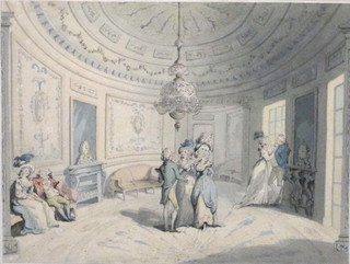 T Rowlandson, watercolour drawing "Interior Scene The Royal  Pavilion Brighton", from the Keith Hope Collection, the reverse  with Thomas Agnew & Sons label no. 2705, 9" x 12"   ILLUSTRATED FRONT COVER