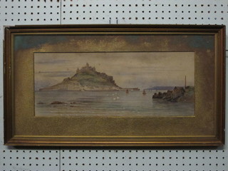 M O Wigmore, watercolour "St Michaels Mount" 7" x 17 1/2"