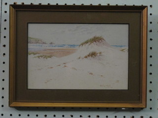 F Leyton, watercolour "Sand Dunes Cornwall" signed 5 1/2" x 8  1/2", the reverse with Worths Art Gallery label
