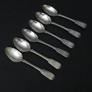 6 George III silver fiddle pattern teaspoons, London 1780 by Jas.  Lloyd 4 1/2 ozs
