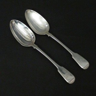 A pair of George IV silver fiddle patterned table spoons London 1825, 3 1/2 ozs