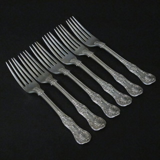 6 Victorian Queens pattern silver pudding forks London 1870  10.75 ozs