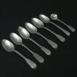 6 various Georgian silver teaspoons together with a Georgian silver mustard spoon 4 1/2 ozs