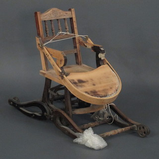 A childs Edwardian mahogany framed metamorphic high chair, requires some attention,