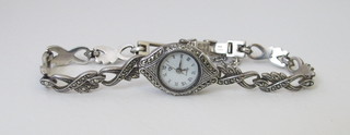 A lady's marcasite set cocktail wristwatch