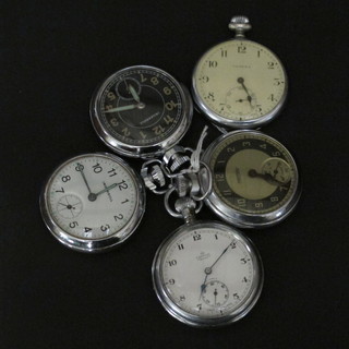 A Vertex open faced pocket watch, 3 Ingasol open faced pocket watches and a Smiths do.