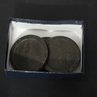 3 George III cartwheel pennies 1794