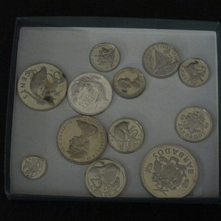 12 various Barbadian coins