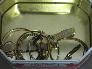3 gilt metal bracelets and 3 lady's wristwatches contained in gilt  cases