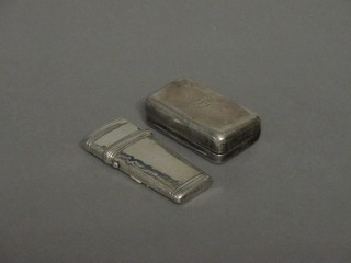 A rectangular Georgian silver snuff box with hinged lid, London  1808 and a Georgian silver knife case