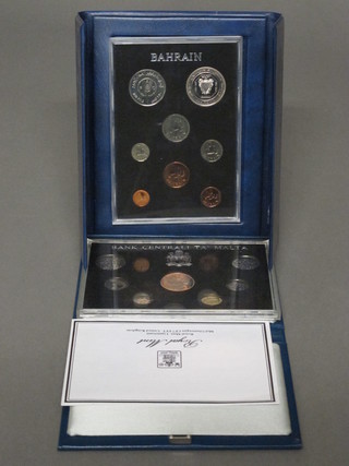 A 1986 Bank of Malta proof set of coins and a Bahrain proof set  of coins