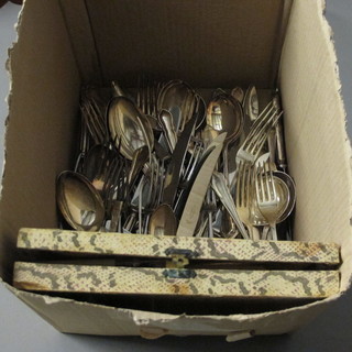 A set of 6 silver plated fish knives and forks and a collection of silver plated flatware