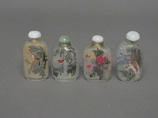 4 reproduction Oriental interior painted snuff bottles