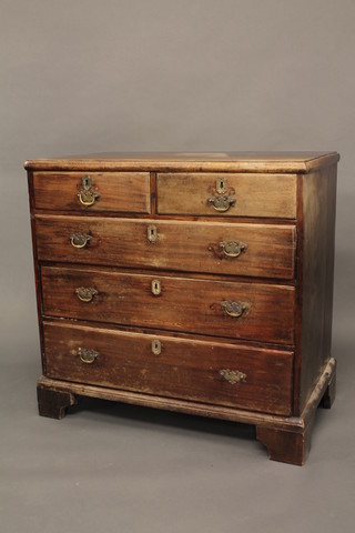A 19th Century mahogany chest of 2 short and 3 long drawers,  raised on bracket feet 36"