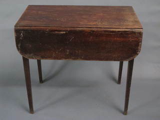 A 19th Century mahogany Pembroke table fitted a frieze drawer  and raised on square tapering supports 30"