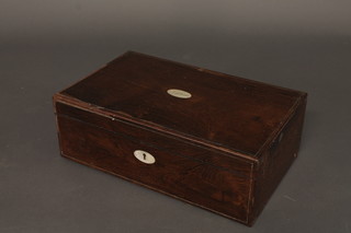 A Victorian rosewood writing slope with hinged lid 15", requires attention,