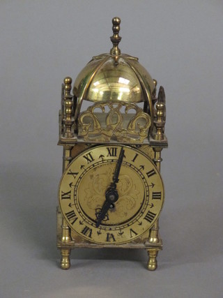 A Smiths reproduction brass lantern clock 3"