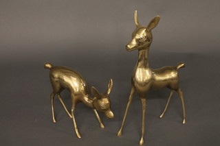 A pair of brass figures of doe 15"