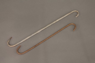 2 large metal butcher's hooks 29" and 23"