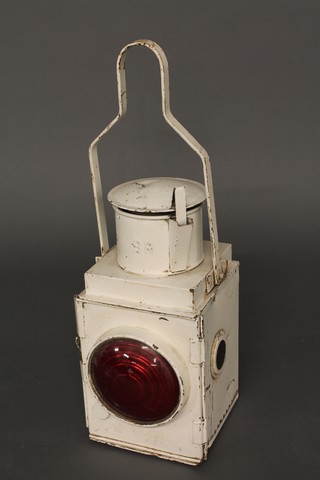 A white enamel British Railways lantern