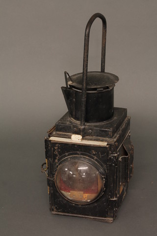 A black painted British Railways Western lamp