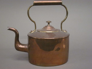 An oval copper kettle