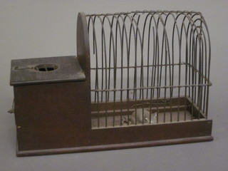 A 19th Century style mahogany and metal framed arch shaped mouse cage 9"