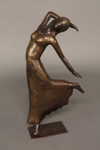 A bronze figure of a dancing maiden 17"