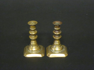 A pair of 19th Century brass taper sticks 3"