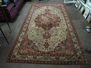 A brown ground machine made Persian style carpet 115" x 51"