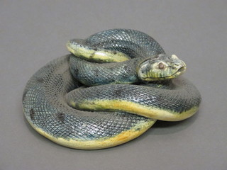 A Majolica figure of a curled snake 5"  ILLUSTRATED