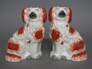 A pair of Staffordshire figures of seated Spaniels 9"