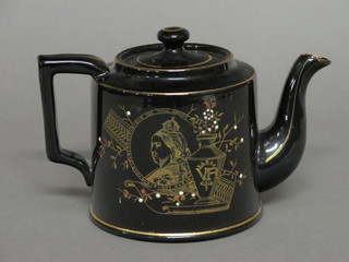A Victorian 1887 jetware Jubilee teapot