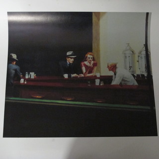 After Edward Hopper, 2 coloured prints "Modernnaster" 8 1/2" x 9" and "Room in New York" 19" x 24"