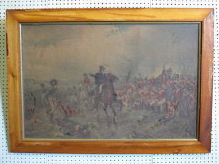A coloured print "The Duke of Wellington Rallying Troops at Waterloo" 21" x 32"