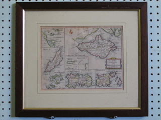 Robert Morden, a coloured map "The Smaller Isles of The British Ocean" 7" x 9"