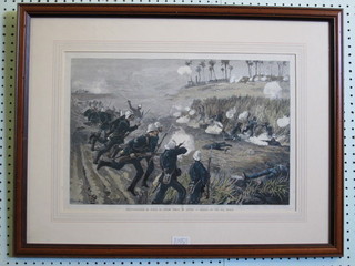 A coloured print "Reconnaissance in Force at Kindji Osman - Charge of the 60th Rifles" 12" x 18"