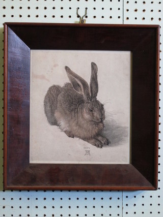 Albrecht Durer, a coloured engraving "The Sitting Hare" 10" x  9"  ILLUSTRATED