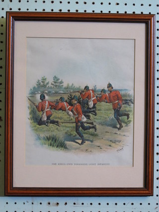 After R Simkin, a coloured print "The Kings Own Yorkshire Light Infantry" 11" x 9"