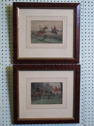After G Wright, a set of 4 coloured hunting prints 4 1/2" x 6  1/2"
