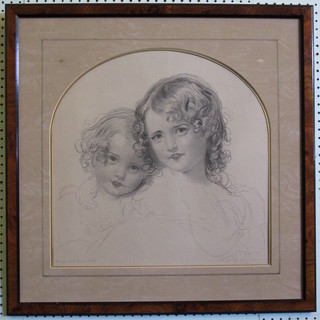 After Sir Thomas Landseer, an engraving "Two Girls" 18" x  14"