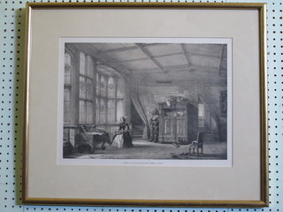 J Nash, a monochrome print "Room Leading to the Chapel, Knowle Kent" 11" x 16"