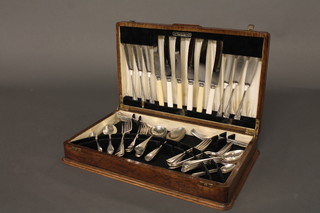 A part canteen of Old English silver plated flatware